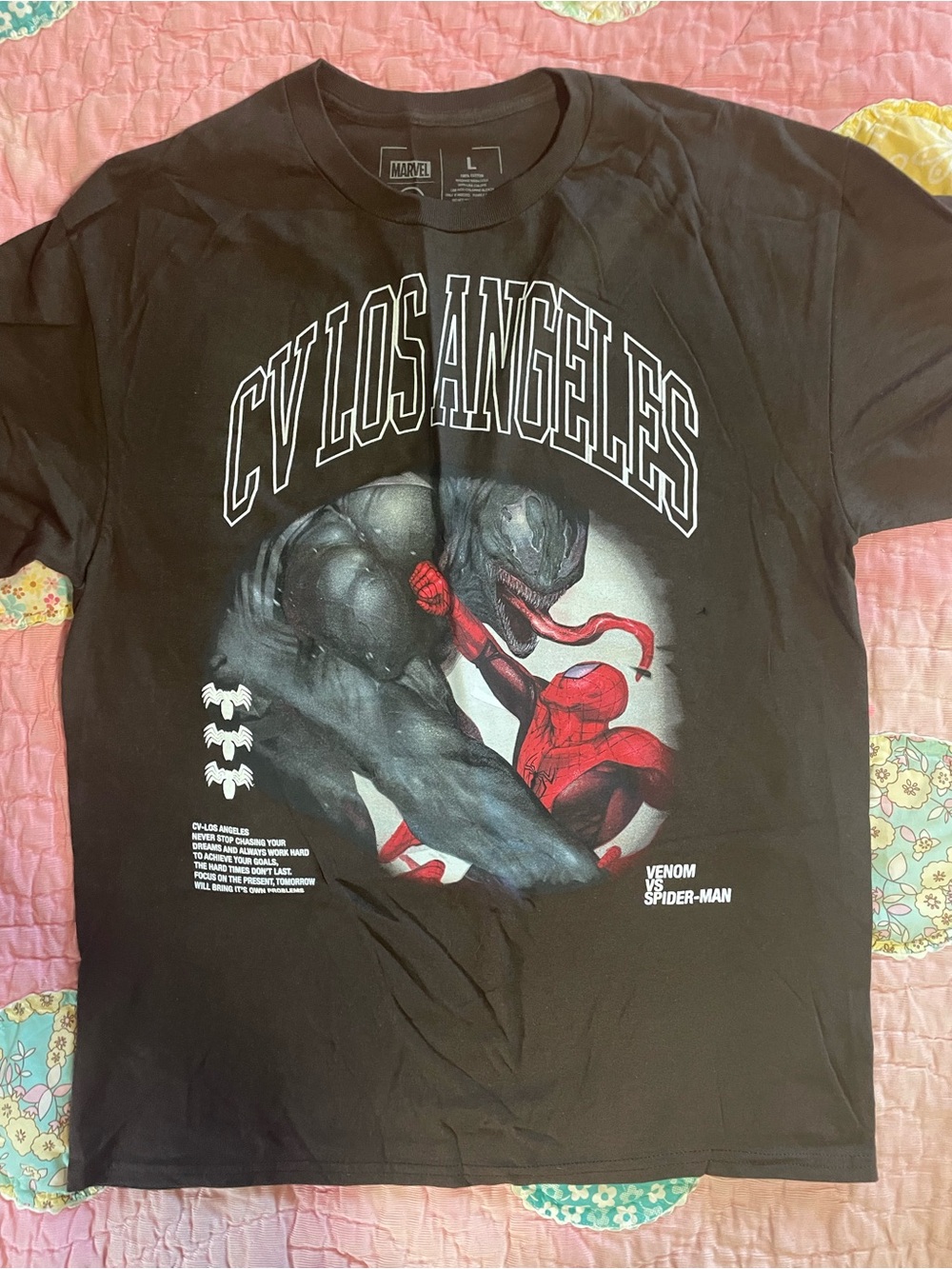 Marvel Black Tee with Venom vs Spider-Man Graphic and Red Accents NWOT